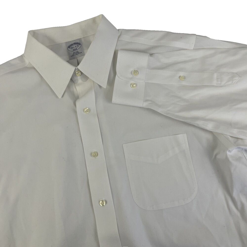 Mens Brooks Brothers 346 Slim Fit Non-Iron White Dress Shirt Size 16.5 2/3